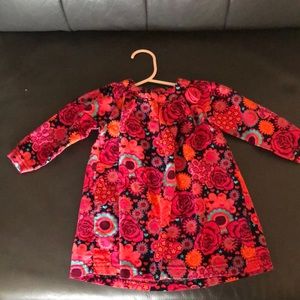 Le Top Floral Vibrant Corduroy Swing Dress Baby Sz 12 months